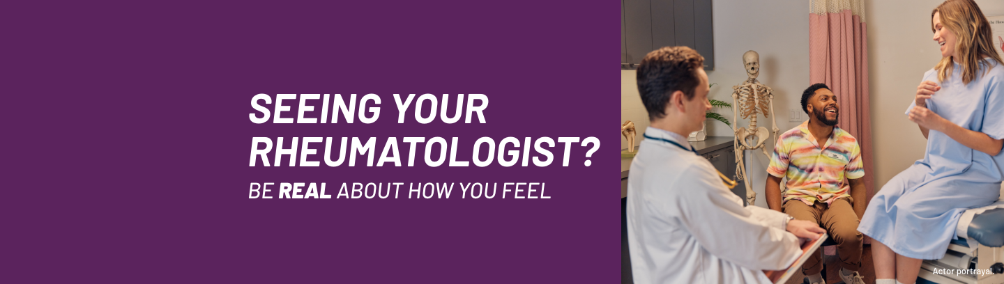 A patient speaks with their rheumatologist about psoriatic arthritis (PsA) with help from Clyde the Guide.