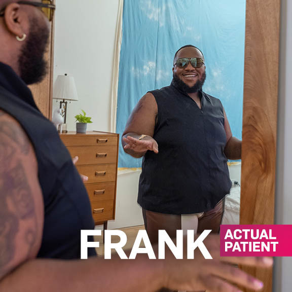 Frank is an actual patient. Individual results may vary. Frank was compensated for his time.