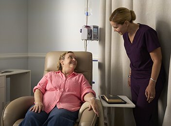 Patient receiving an IV infusion.